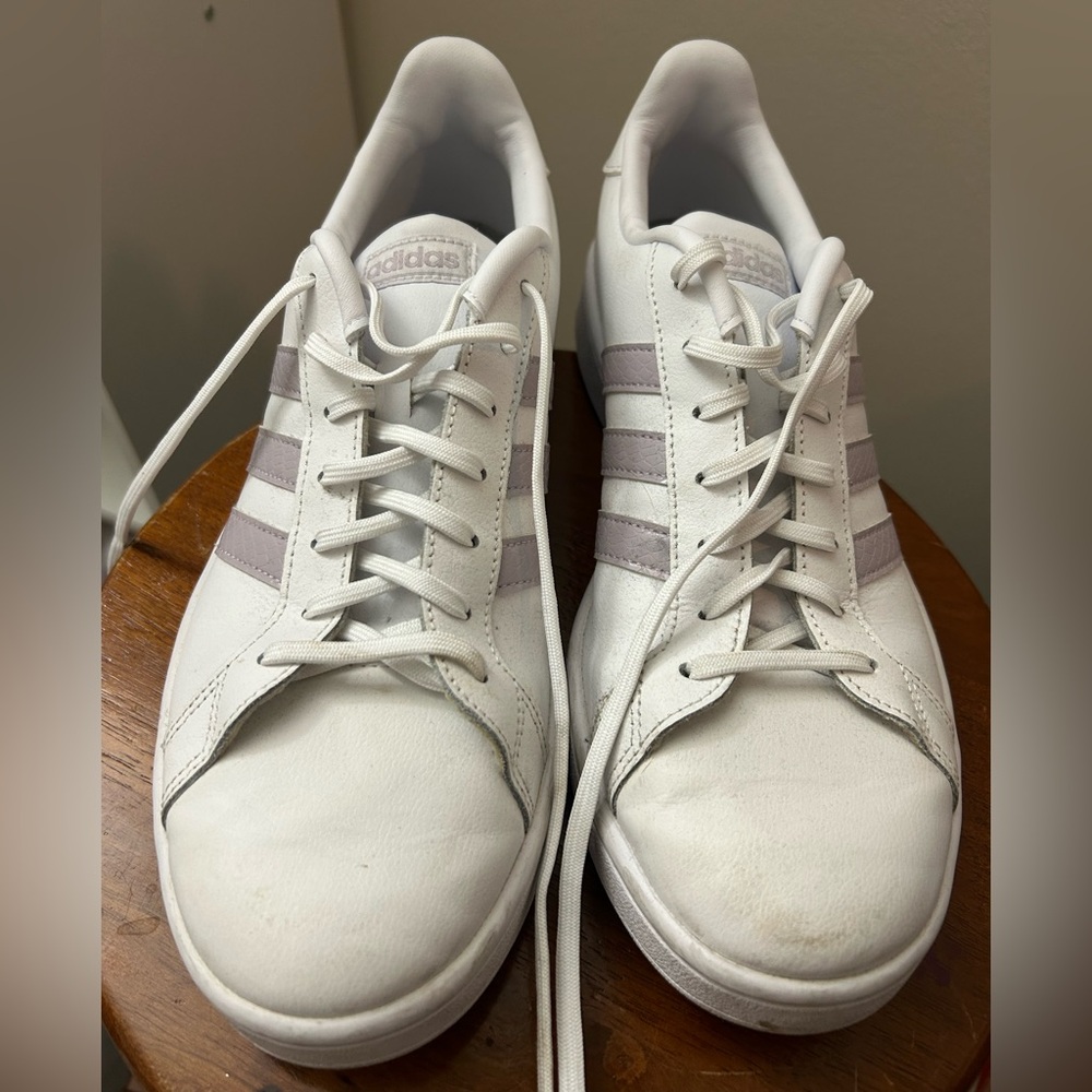 Adidas Purple and White Sneakers
